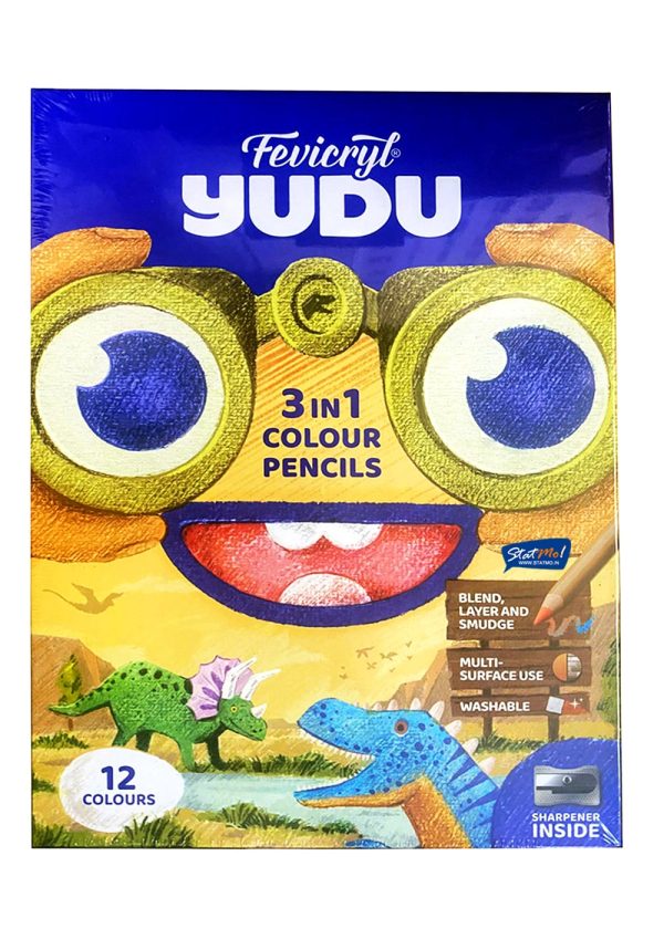 Pidilite Fevicryl Yudo 3 in 1 Colour Pencils 12 Shades by StatMo.in