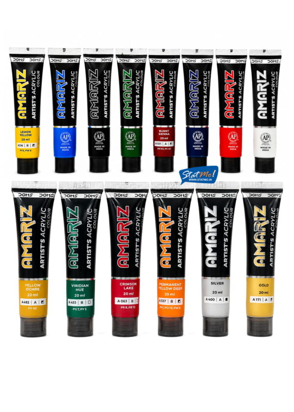 Doms Amariz Artist Acrylic Colours Tubes 14 Shades by StatMo.in