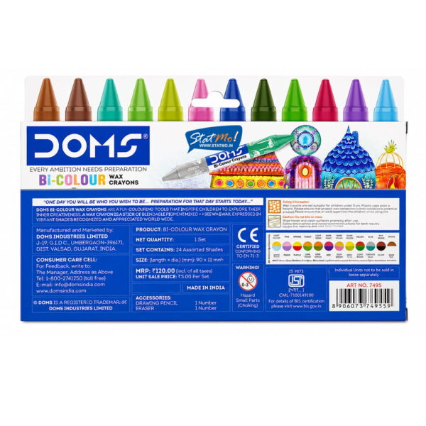 Doms Bi Colour Wax Crayons 24 Shades by StatMo.in
