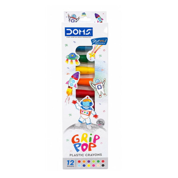 Doms Grip Pop Plastic Crayons 12 Shades by StatMo.in
