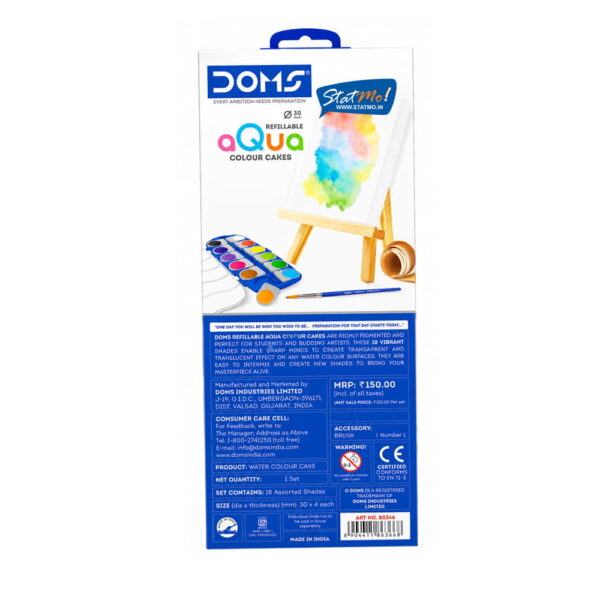Doms Water Colour Cakes 18 Shades Assorted by StatMo.in
