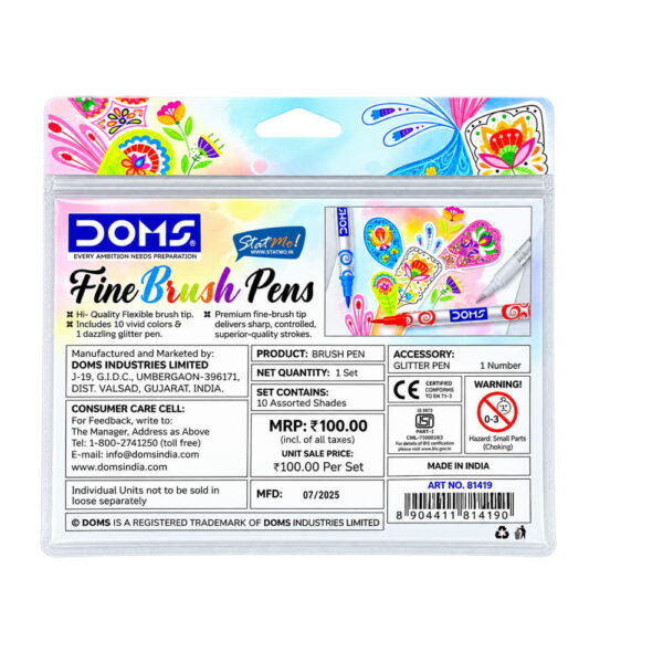 Doms Fine Brush Pens Colour 10 Shades by StatMo.in