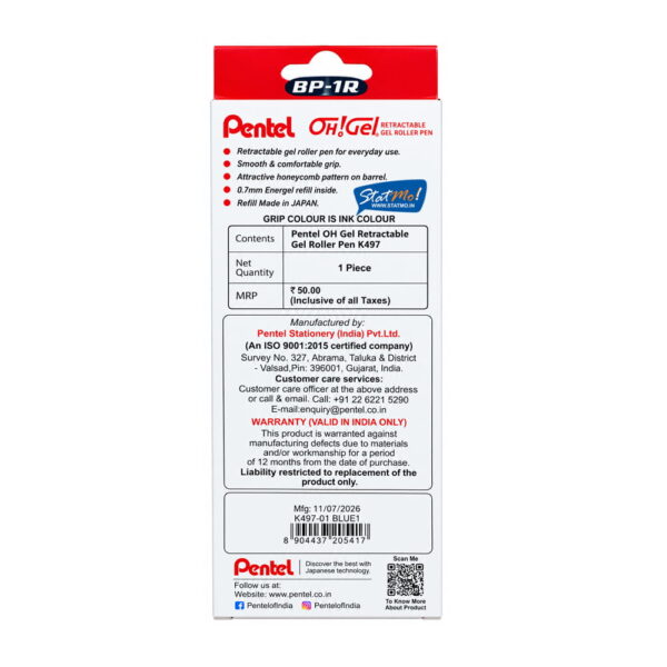 Pentel Oh! Gel Retractable Gel Roller Pen by StatMo.in